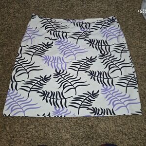 Melly M Women Tropical Palm Print Skort Purple Navy White Golf Tennis Large NWT